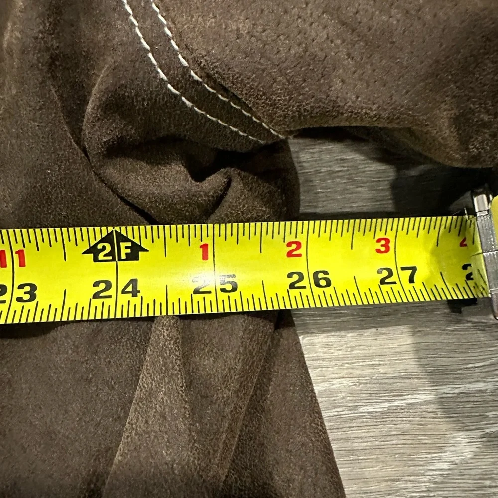 Men’s Vintage Leather Removable Liner with Faux Fur Collar Brown Coat, SZ 3XLT.